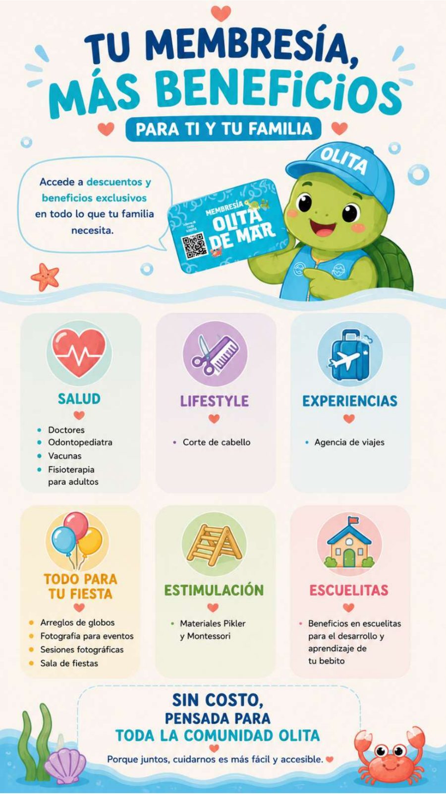 Tu membresía, más beneficios: salud, lifestyle, experiencias, fiestas, estimulación y escuelitas